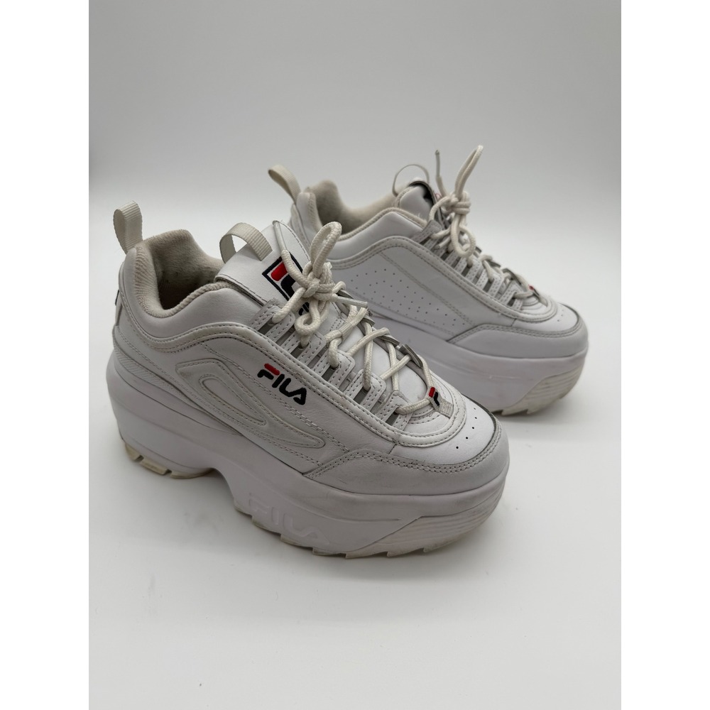 Fila Disruptor II Wedge White Platform Sneakers 5FM00704-125 Womens Size 7